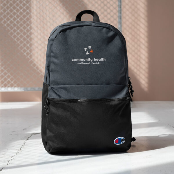 champion backpack heather black black front 61de04ce2774f 600x600 - Embroidered Champion Backpack