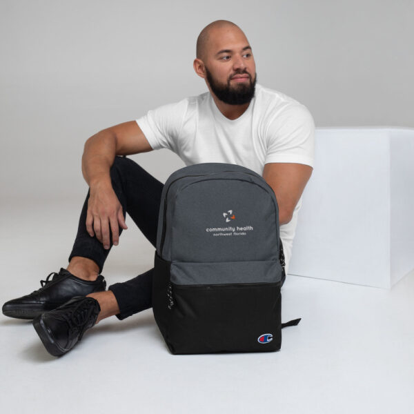 champion backpack heather black black front 61de04ce277ab 600x600 - Embroidered Champion Backpack