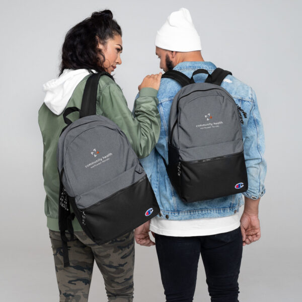 champion backpack heather grey black front 61de04ce27887 600x600 - Embroidered Champion Backpack