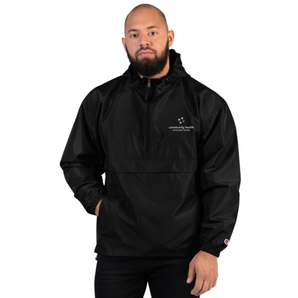 embroidered champion packable jacket black front 61de0342ce36a 600x600 - Embroidered Champion Packable Jacket