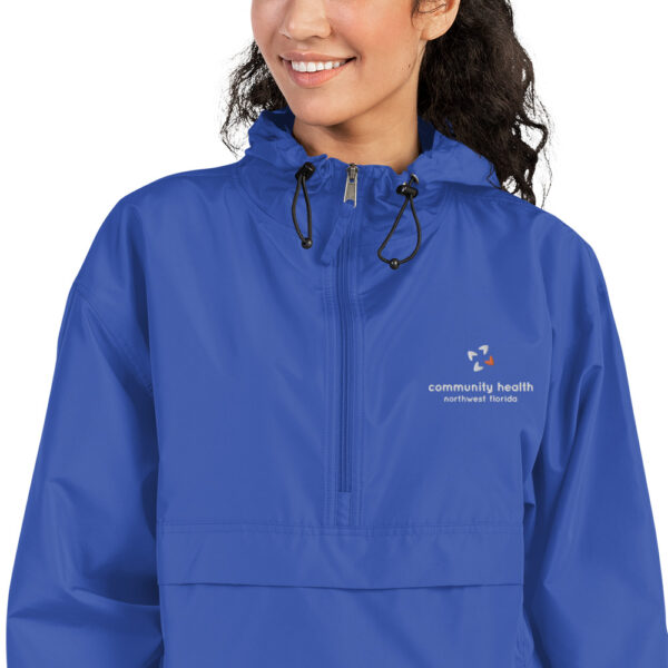 embroidered champion packable jacket royal blue zoomed in 61de0342ce2a6 600x600 - Embroidered Champion Packable Jacket