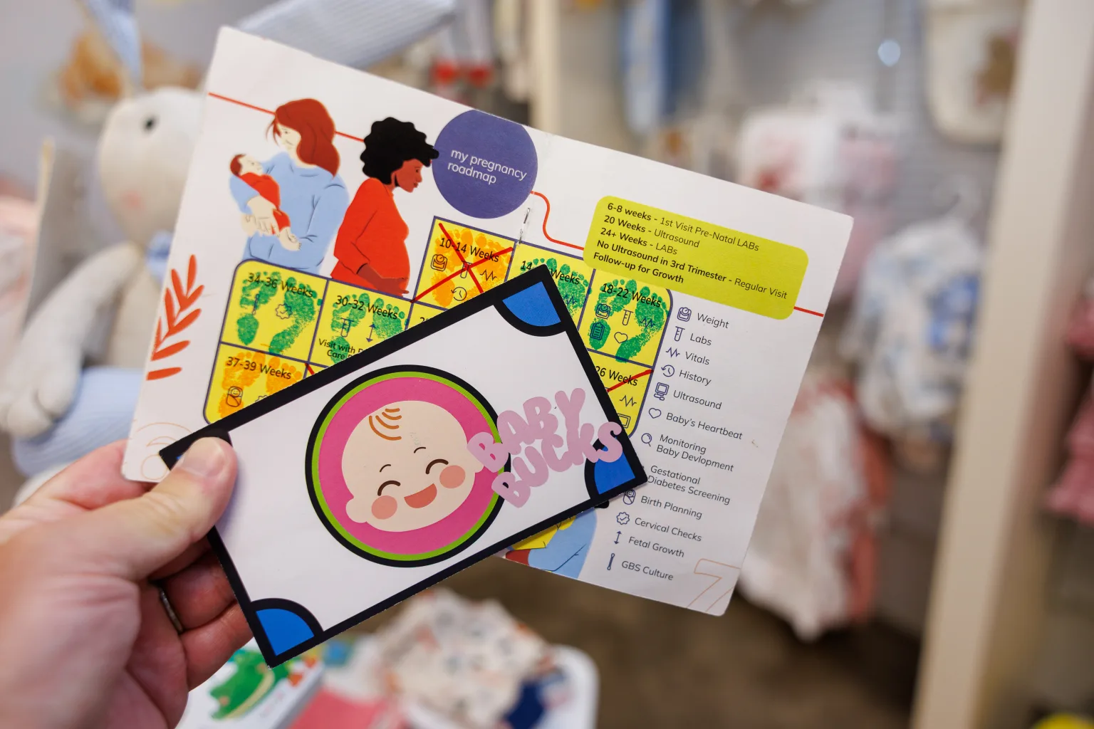 The Baby Bucks schedule and a sample Baby Buck.